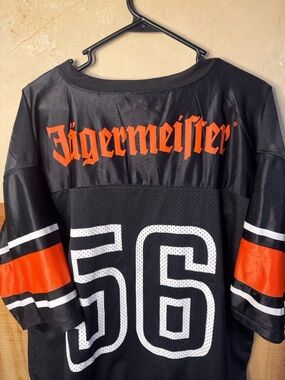 Promotional Jagermeister Black and Orange Football Jersey with White Number 56